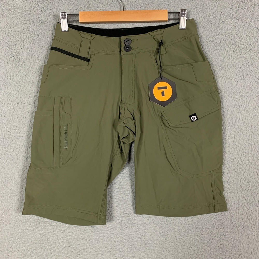 Truewerk T1 Werkshort Shorts Mens 28 Long Olive Green Utility Cargo Work Stretch